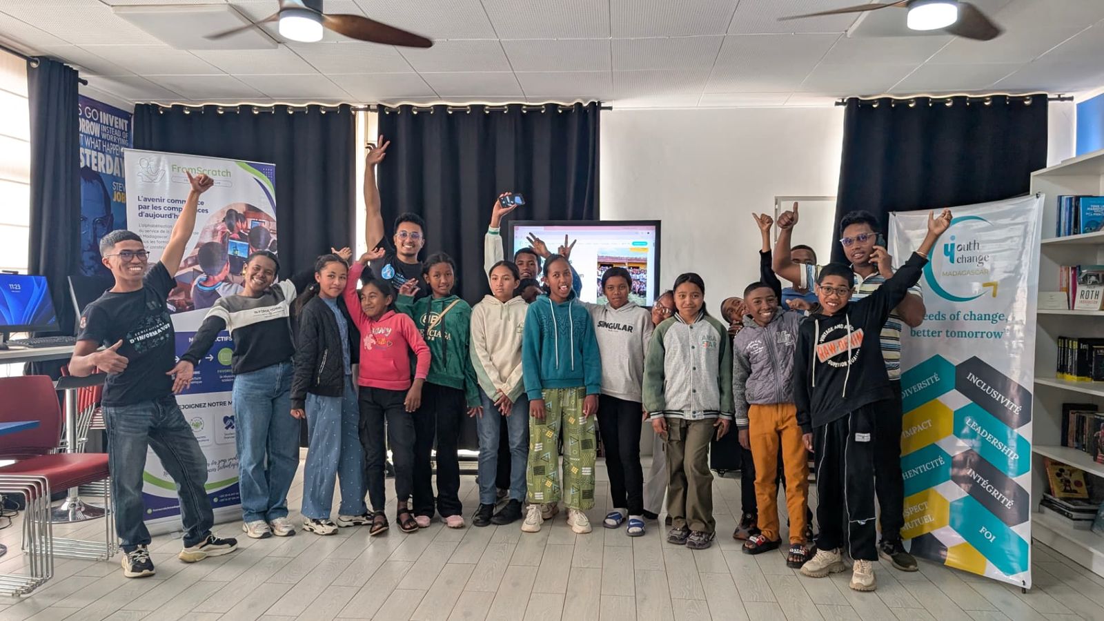 The 2026 cohort celebrating together with the FromScratch banner